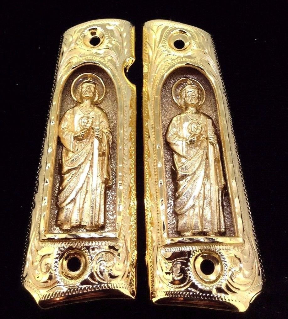 1911 • Gun Grips • St Jude • San Judas Cachas – Blanca Grips