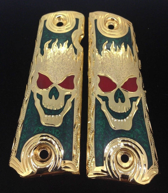 Custom personalized Skull Flames gun grips