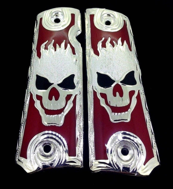 Custom personalized Skull Flames gun grips