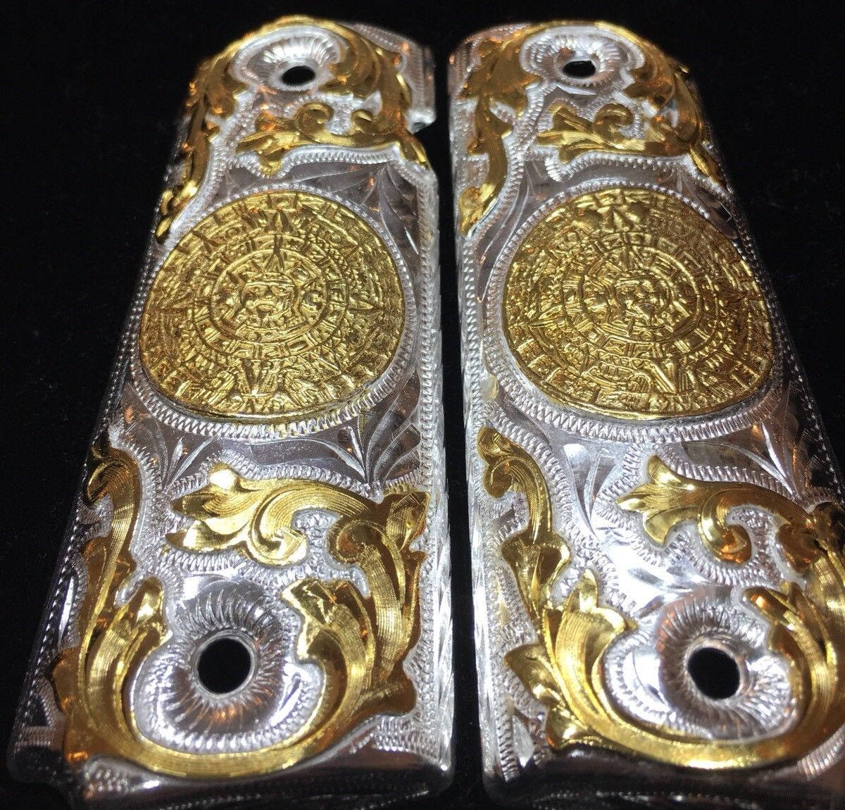 SHARD 1911 Grips For Colt Springfield, Pearl White Polymer With Gold Horse Medallion