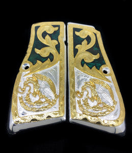 Mexican Eagle Coat of Arms of Mexico Escudo Nacional Mexicano  Hi-Power Browning Gun Grips Engraved Cachas