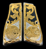 Centenario Design Hi-Power Browning Gun Grips Engraved Cachas