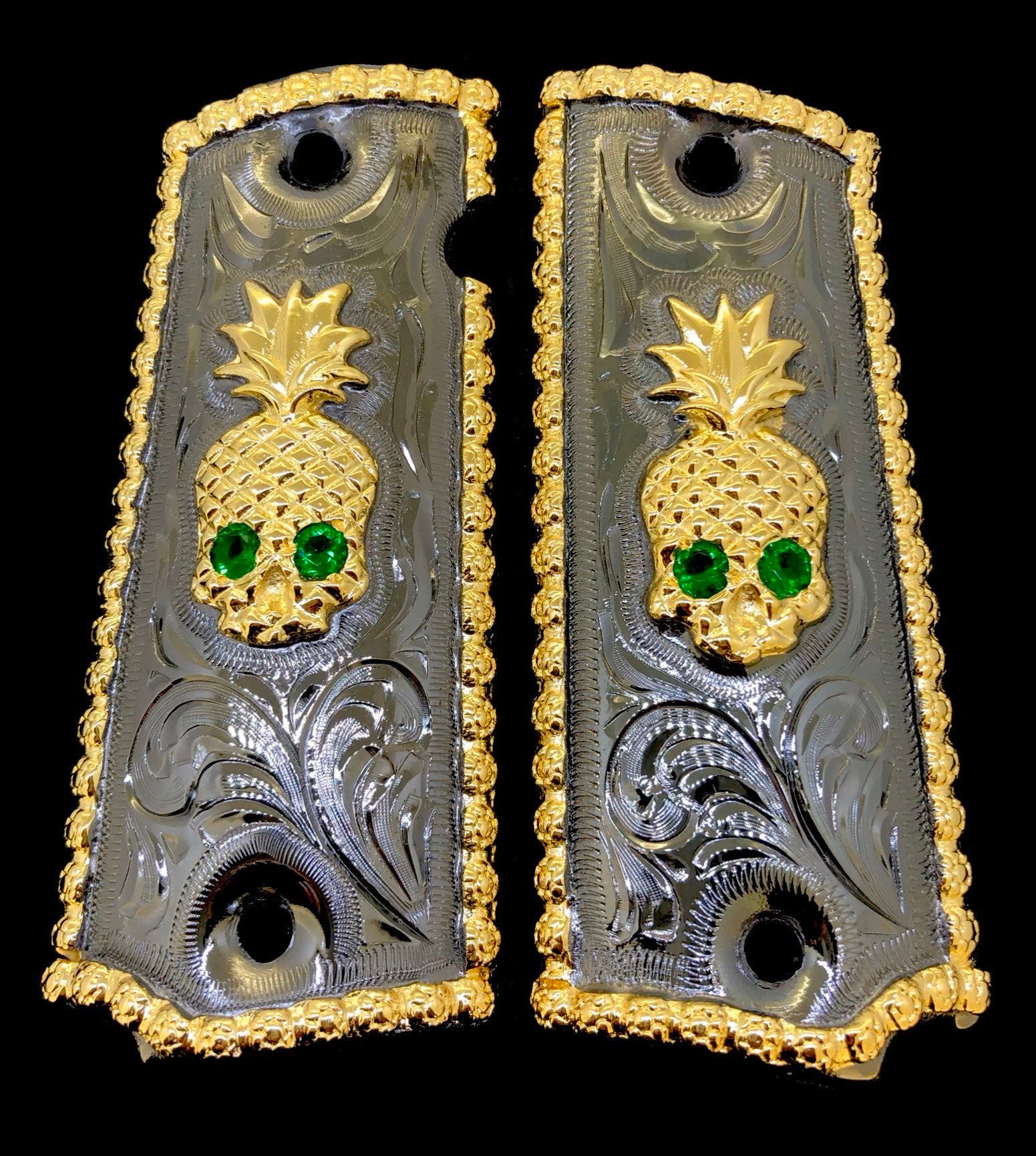 1911 • Gun Grips • Pineapple Skull Calavera Pina • Colt • Cachas