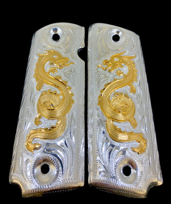 Dragon 1911 • Gun Grips • Engraved • Springfield • Colt •  Super • Rock Island • Cachas